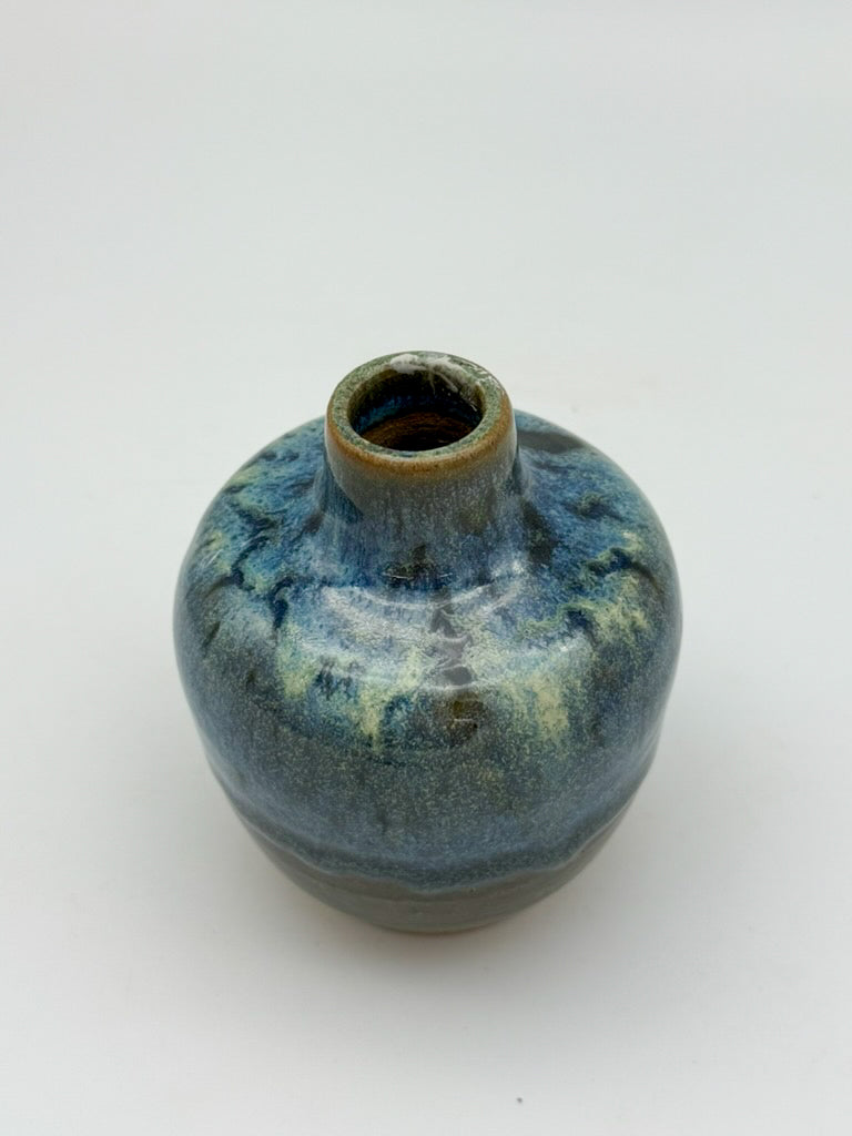 Handmade Ceramic Bud Vase | Flowing Blue