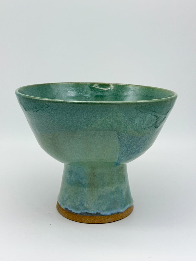 Handmade Ceramic Pedestal Bowl | Seafoam Green