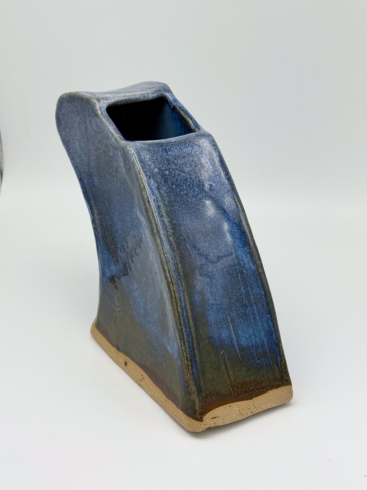 Handmade Ceramic Wave Vase - Dark Blue