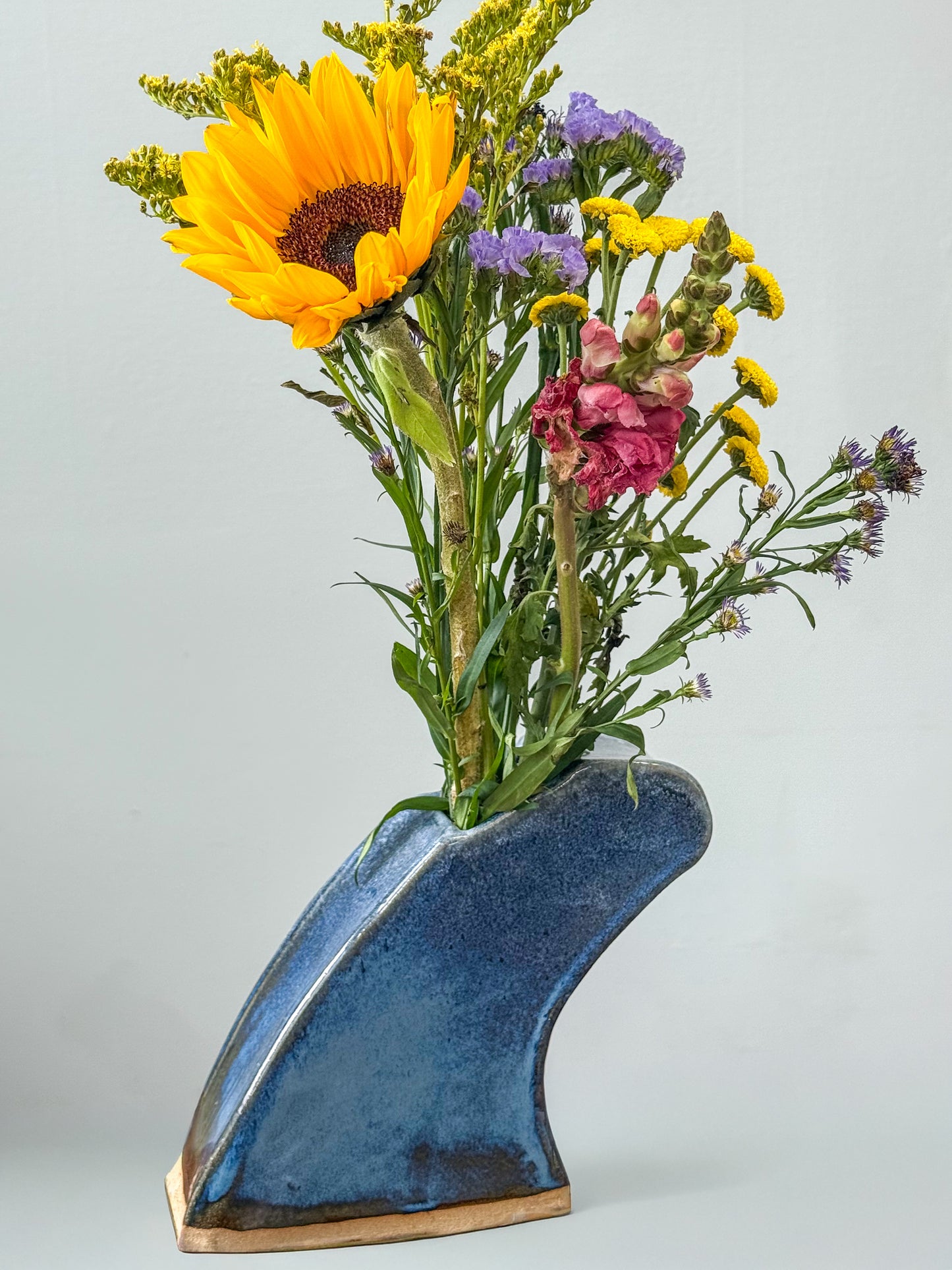 Handmade Ceramic Wave Vase - Dark Blue