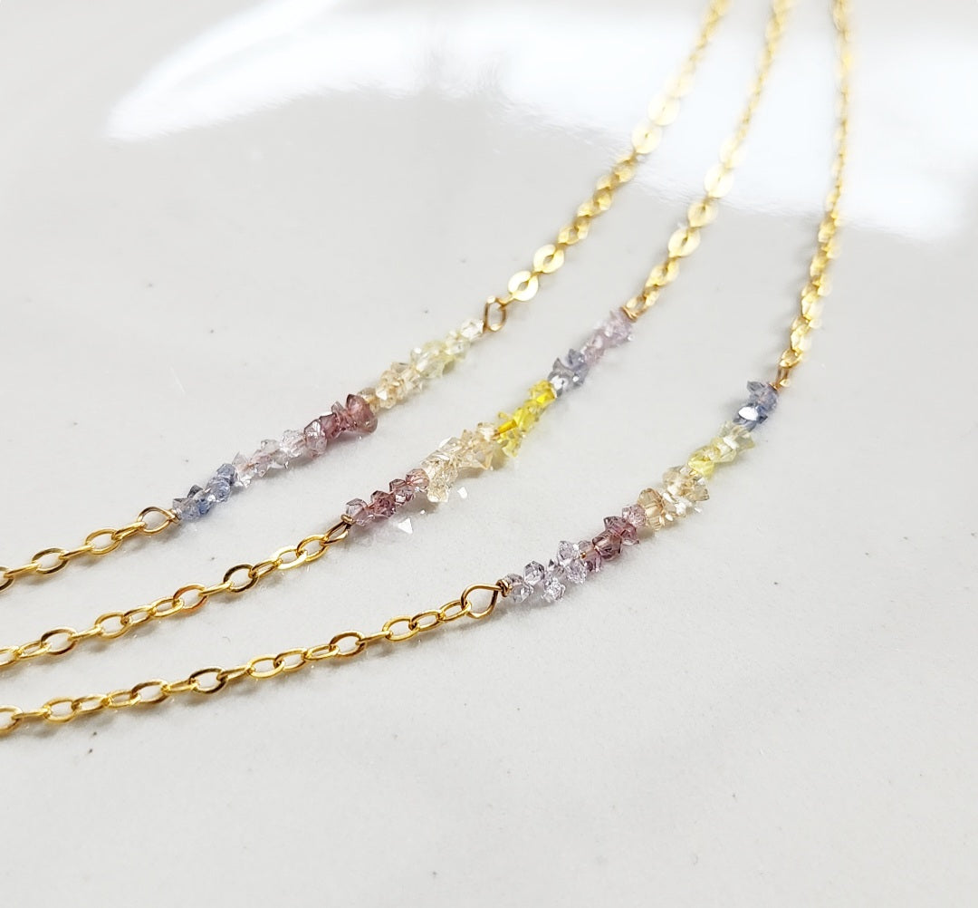 Sunrise Herkimer Diamond + Brass Necklace