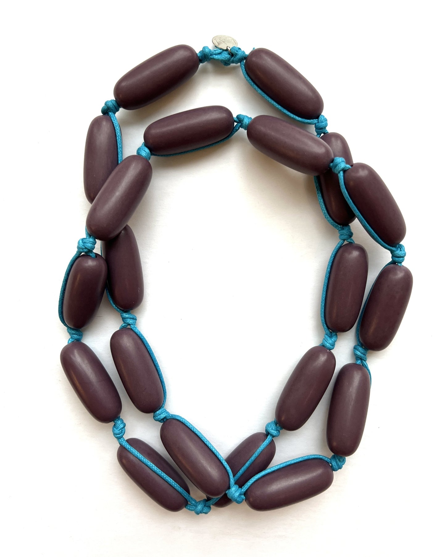 Resin Macrame Necklace | Wine on Turquoise