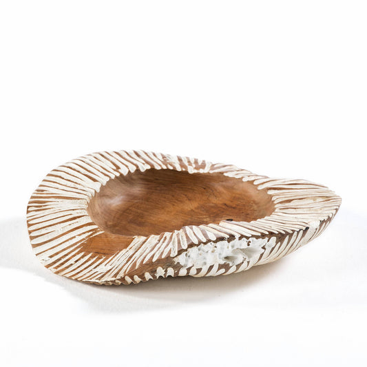 Carved Bowl | Wood + White