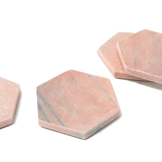 Marble Hexagon Coasters | Pink